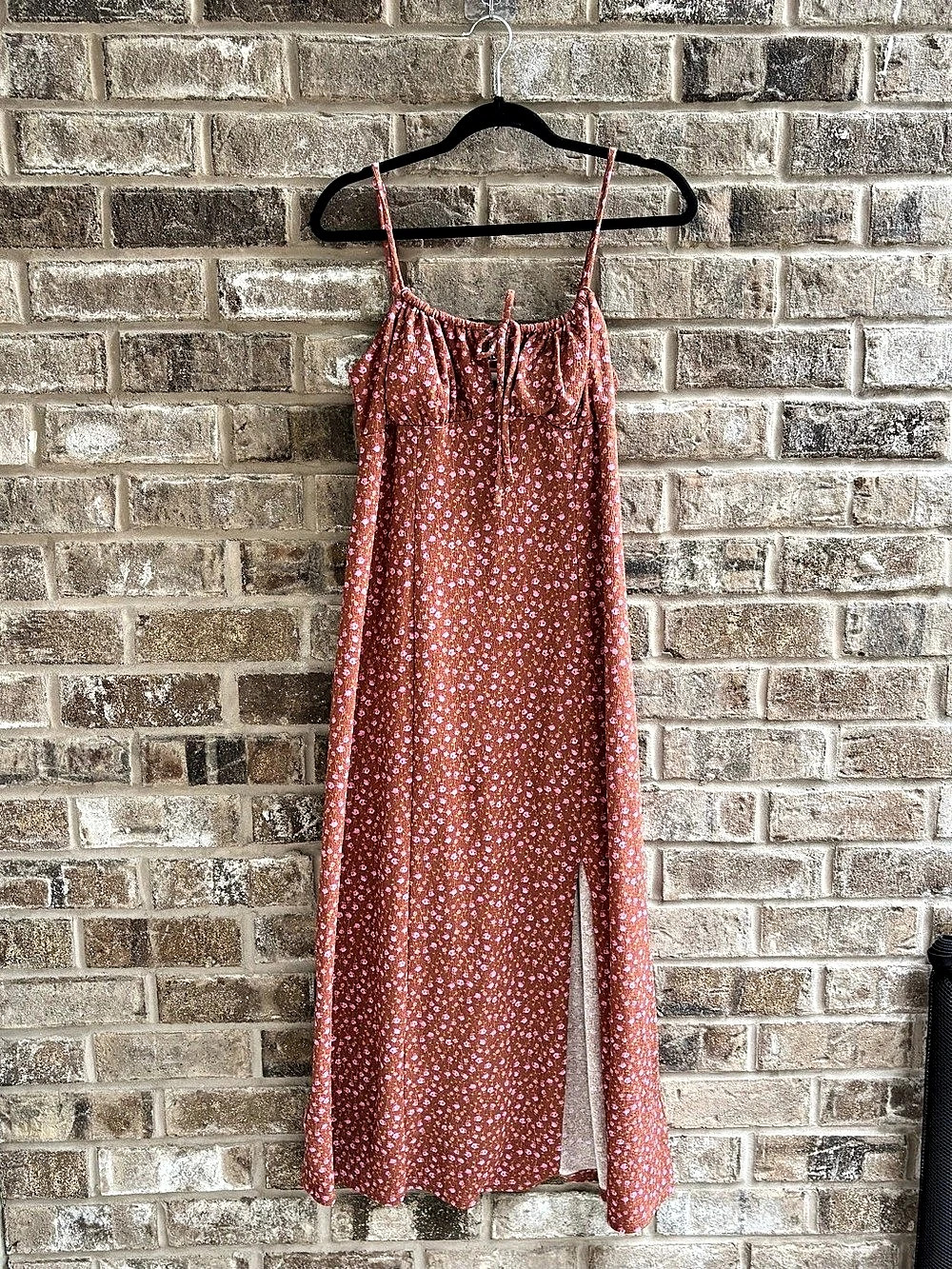 No Boundaries Floral Maxi Dress in Brown & Pink Size Medium